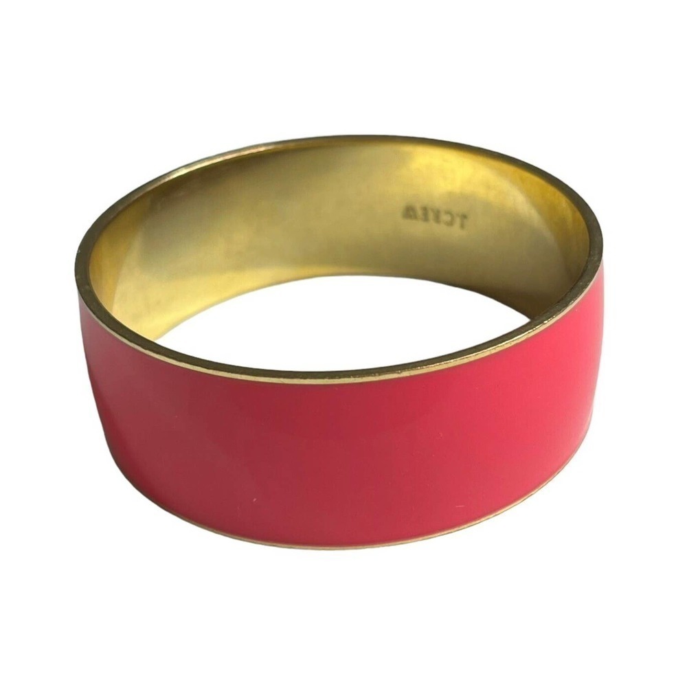 Vintage 2000's Y2K J. Crew Bright Hot Pink Enamel Wide Bangle Bracelet